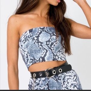 Princess Polly Blue Snakeskin Bandeau Size 4